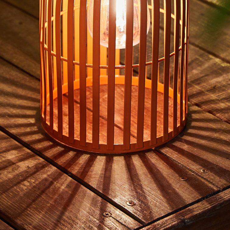 9.75" Orange Metal Woven Solar Powered Outdoor Lantern