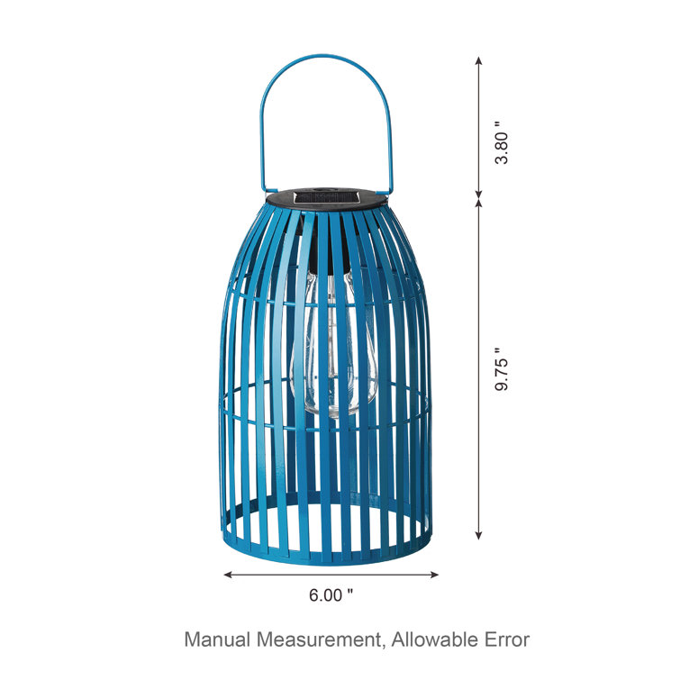 9.75" Blue Metal Solar Powered Hanging Lantern