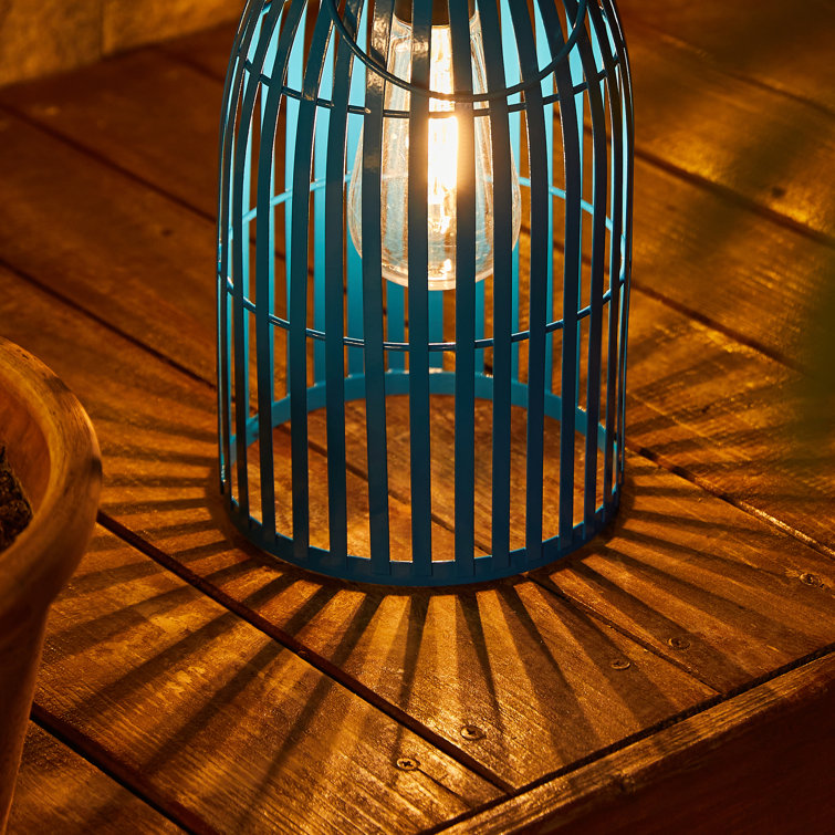 9.75" Blue Metal Solar Powered Hanging Lantern