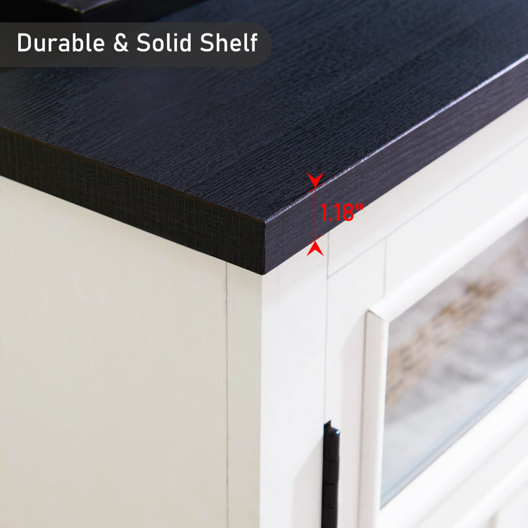 White Farmhouse TV Stand with Cabinets for 75" TVs