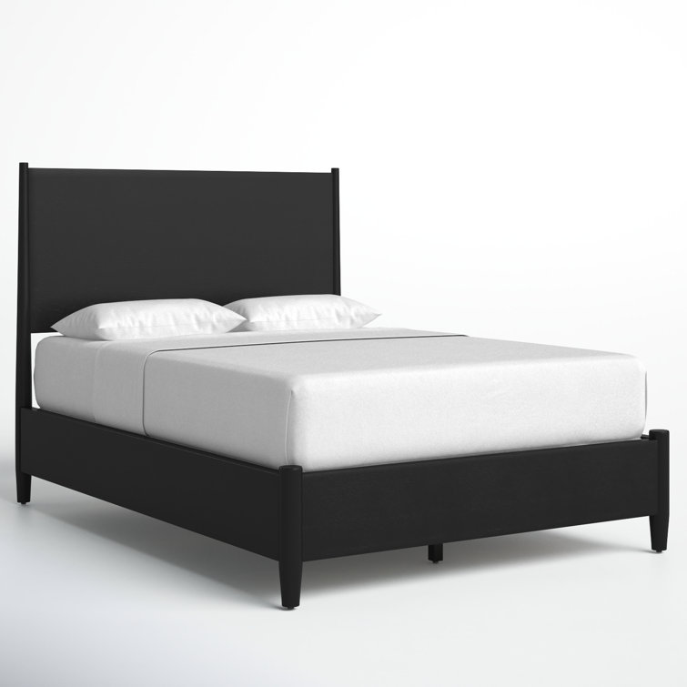 Flynn Black Mahogany Full Panel Bed with Mid-Century Modern Style