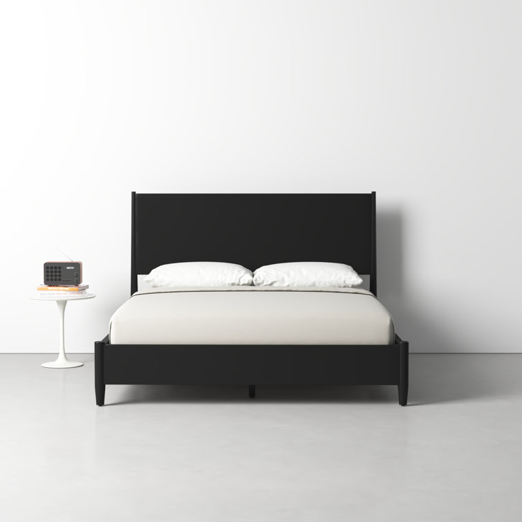 Flynn King Size Black Mahogany Platform Bed with Drawer