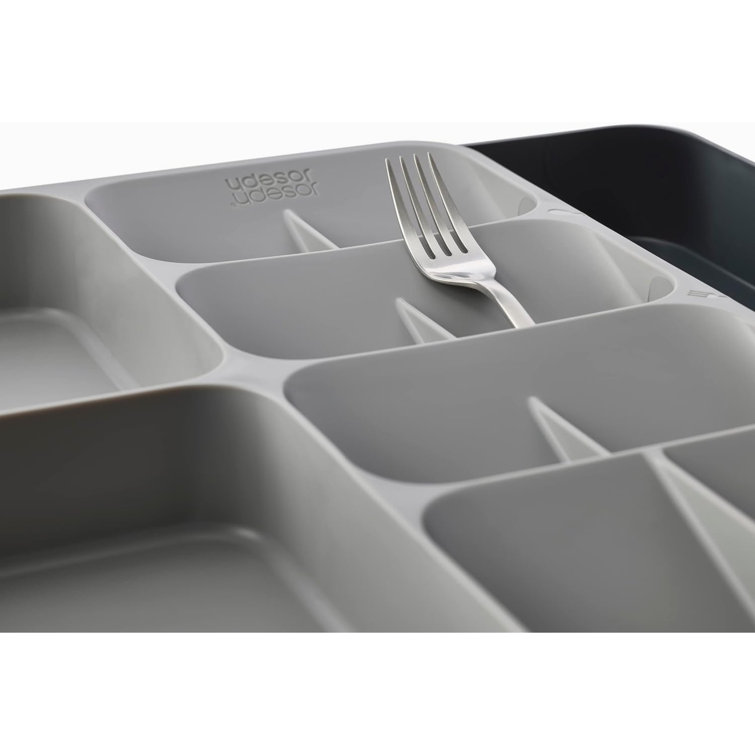 Gray Adjustable Plastic Flatware and Utensil Organizer Tray