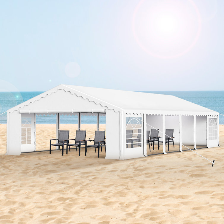 Syritta 20 Ft. White Steel Canopy Tent with 6 Side Walls