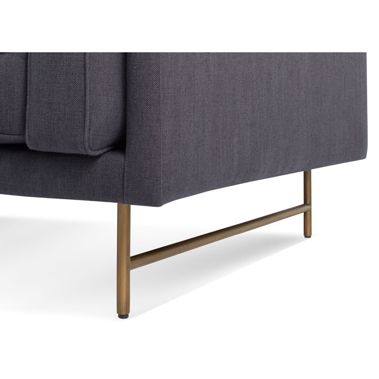 Sanford Natural Linen 96" Sofa with Black Metal Legs