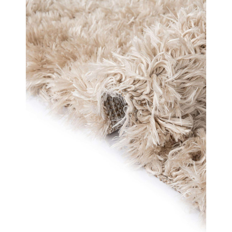 Luxurious Blonde Shag Rectangular Synthetic Area Rug
