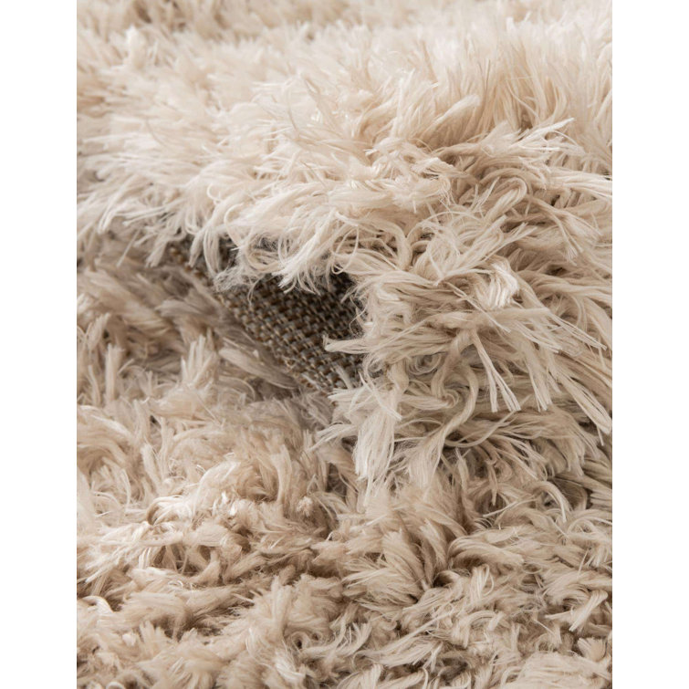 Luxurious Blonde Shag Rectangular Synthetic Area Rug