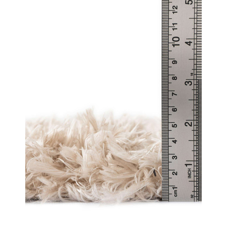 Luxurious Blonde Shag Rectangular Synthetic Area Rug
