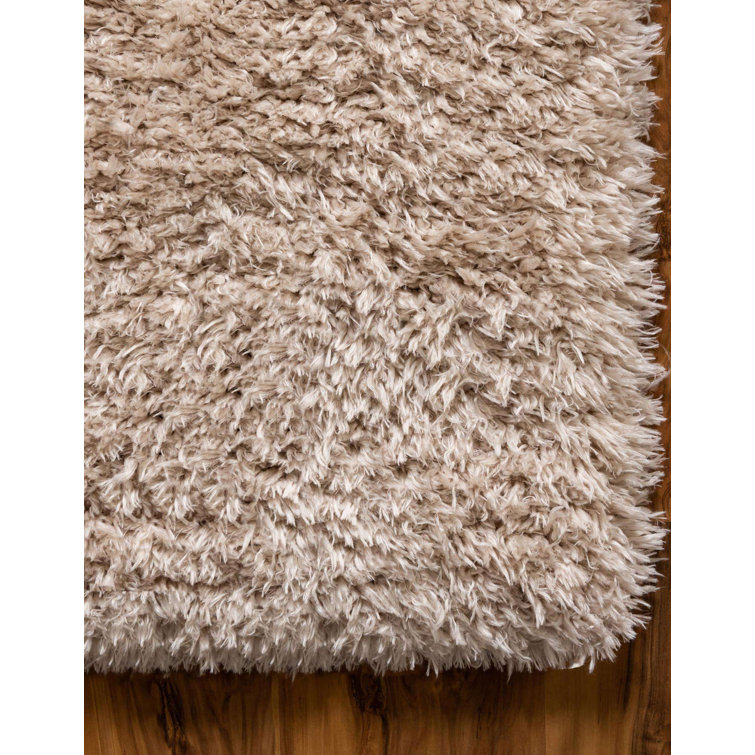 Luxurious Blonde Shag Rectangular Synthetic Area Rug