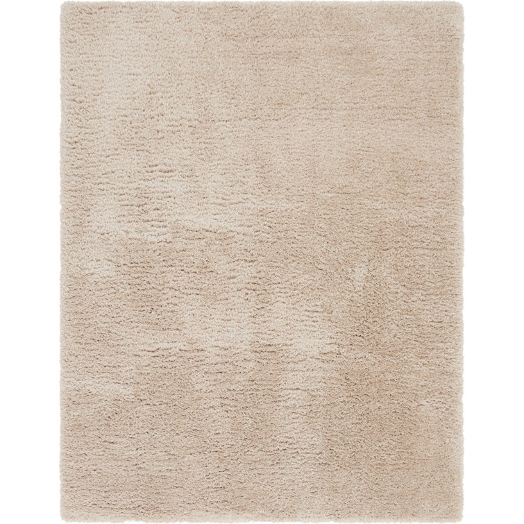 Luxurious Blonde Shag Rectangular Synthetic Area Rug