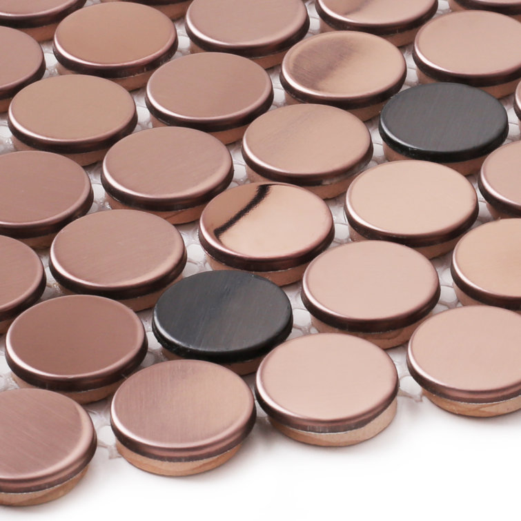 Copper and Black Penny Round Mosaic Tile Sheet