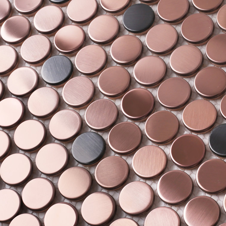 Copper and Black Penny Round Mosaic Tile Sheet