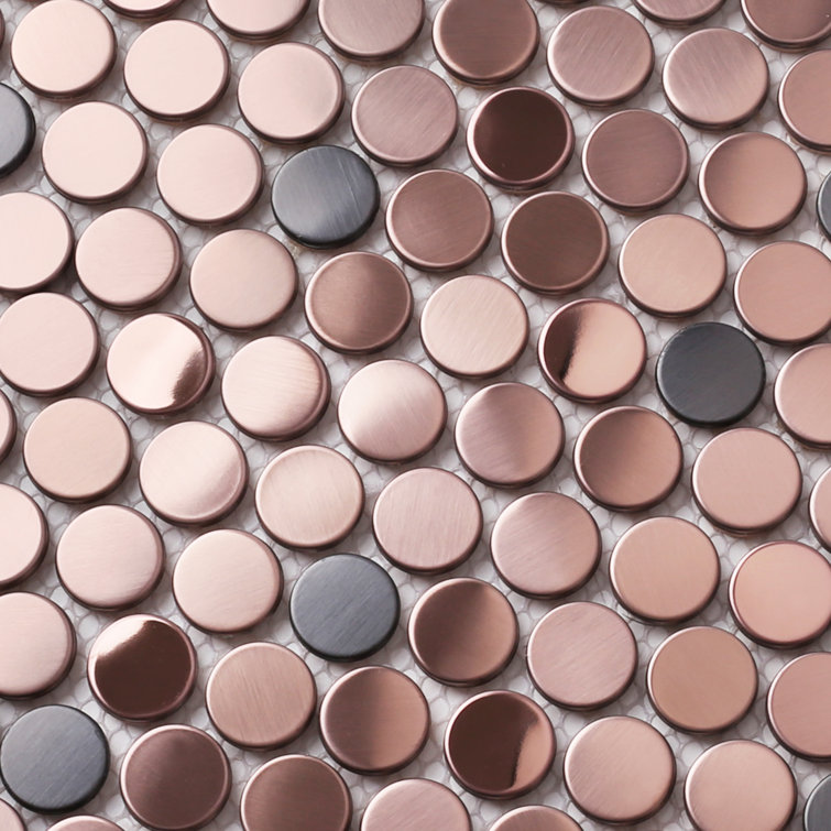 Copper and Black Penny Round Mosaic Tile Sheet