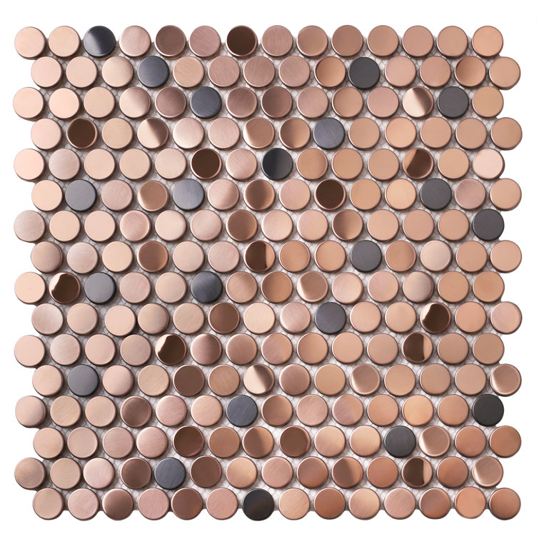 Copper and Black Penny Round Mosaic Tile Sheet