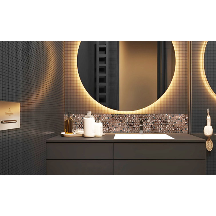 Copper and Black Penny Round Mosaic Tile Sheet