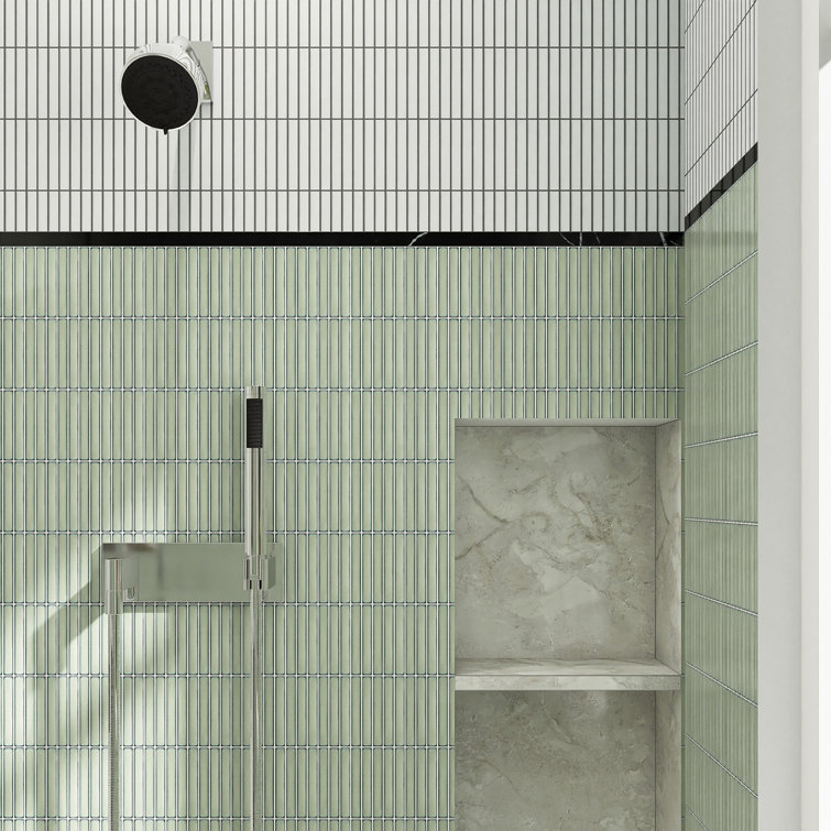 Reactive Jade Glossy Porcelain Mosaic Tile for Walls and Floors