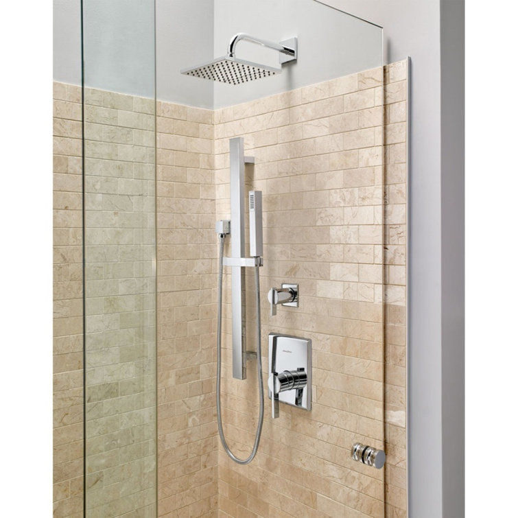 Polished Chrome Square Handheld Shower Head with Hose