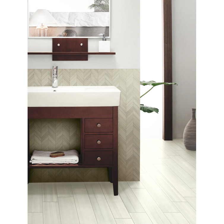 Bianco 12" x 15" Matte Porcelain Chevron Mosaic Tile