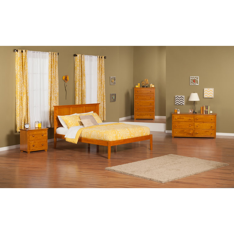 Madison Queen Walnut Upholstered Platform Bed with Storage Drawer