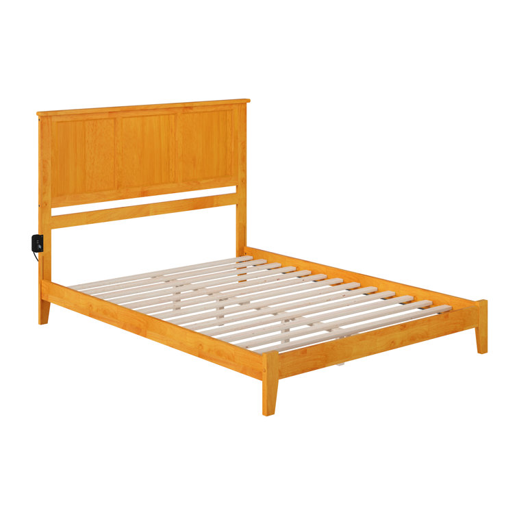 Madison Queen Walnut Upholstered Platform Bed with Storage Drawer