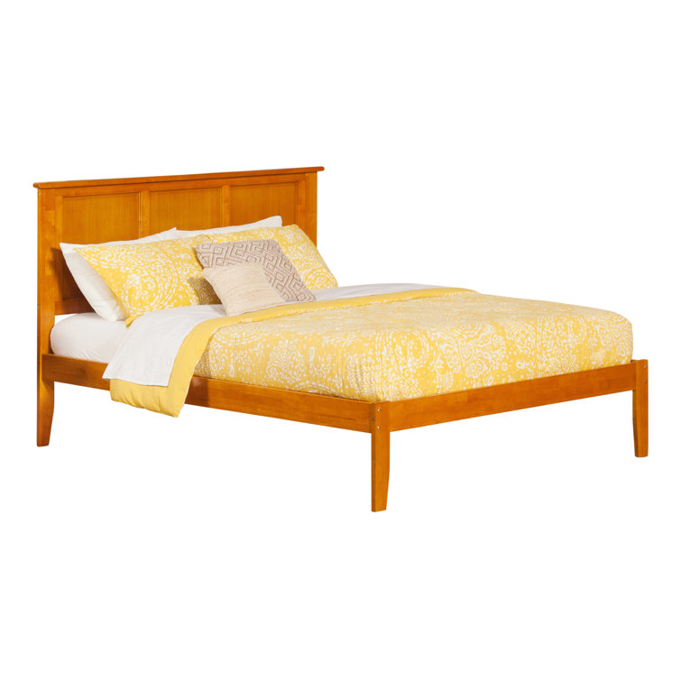 Madison Queen Walnut Upholstered Platform Bed with Storage Drawer