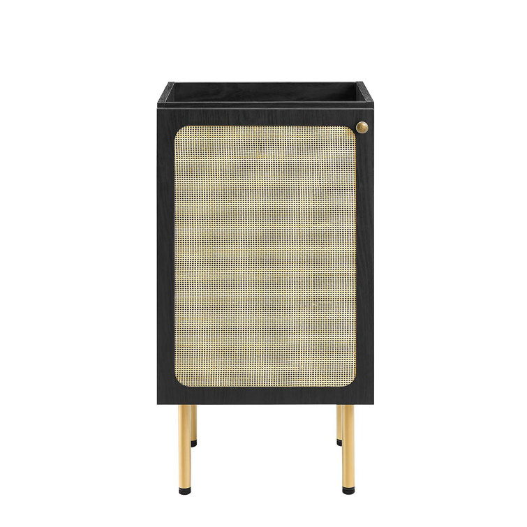 Chaucer Black and Gold Rattan Bathroom Vanity with Ceramic Basin