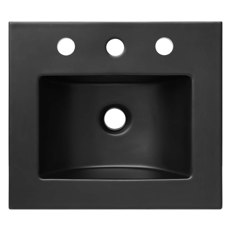 Chaucer Black and Gold Rattan Bathroom Vanity with Ceramic Basin