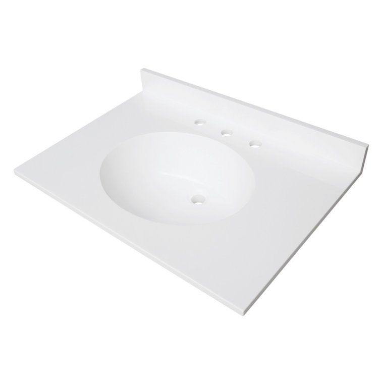Glossy White Stone 31-Inch Vanity Top with Integrated Sink