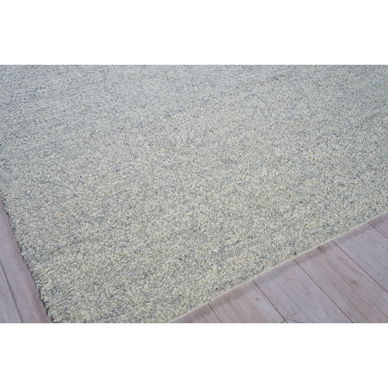 Handmade Ivory and Light Gray Wool Rectangular Area Rug, 10' x 14'