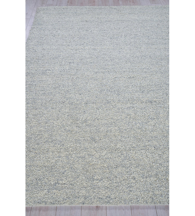 Handmade Ivory and Light Gray Wool Rectangular Area Rug, 10' x 14'