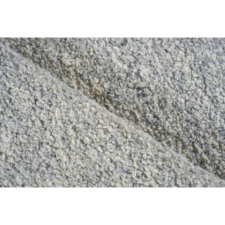 Handmade Ivory and Light Gray Wool Rectangular Area Rug, 10' x 14'
