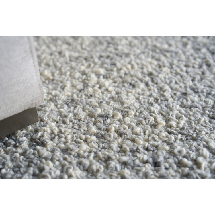 Handmade Ivory and Light Gray Wool Rectangular Area Rug, 10' x 14'