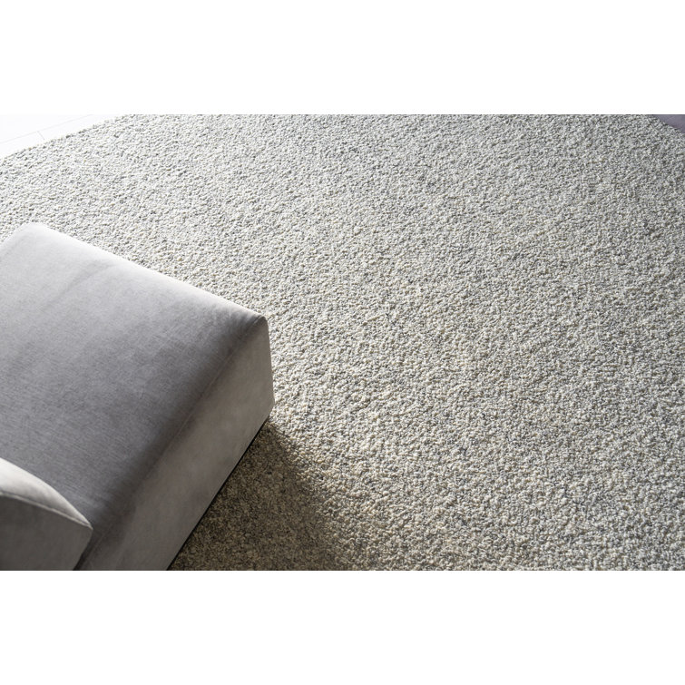 Handmade Ivory and Light Gray Wool Rectangular Area Rug, 10' x 14'