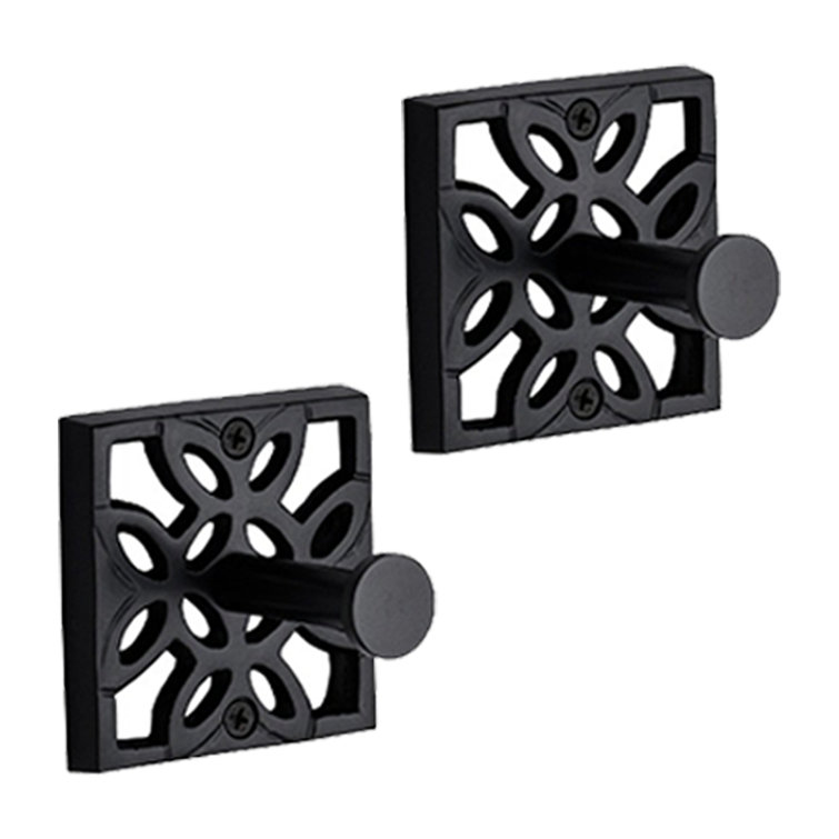 Matte Black Geometric Wall Mounted Towel and Robe Hooks, Set of 2