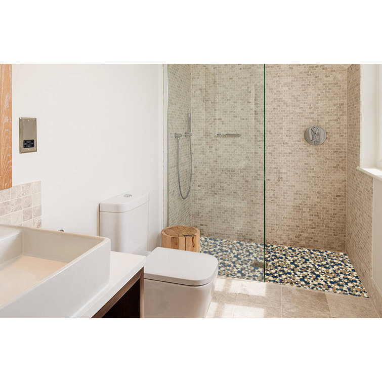 Brown and Dark Blue Porcelain Pebble Mosaic Tile Set