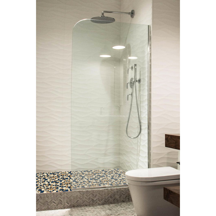 Brown and Dark Blue Porcelain Pebble Mosaic Tile Set
