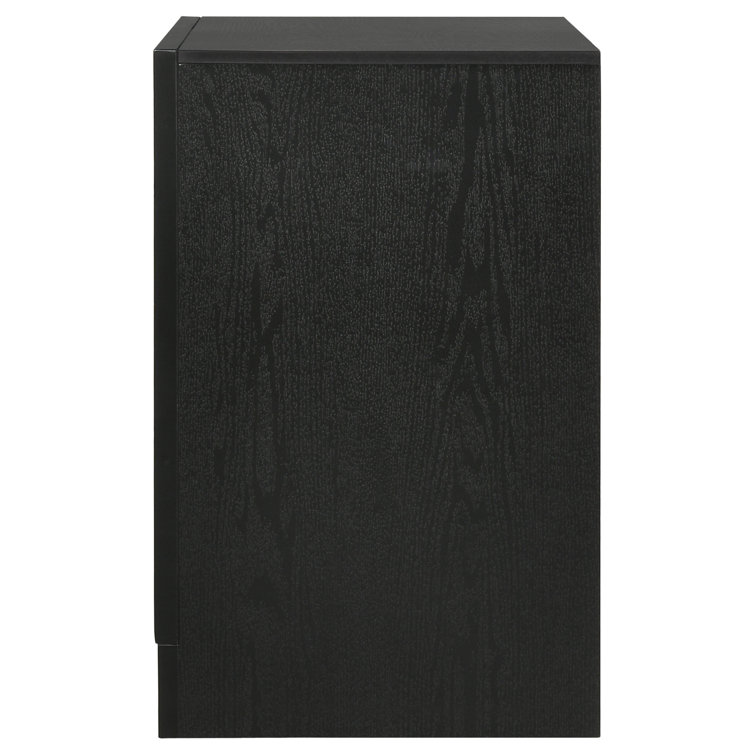 Contemporary Black 2-Drawer Nightstand with Rhinestone Handles