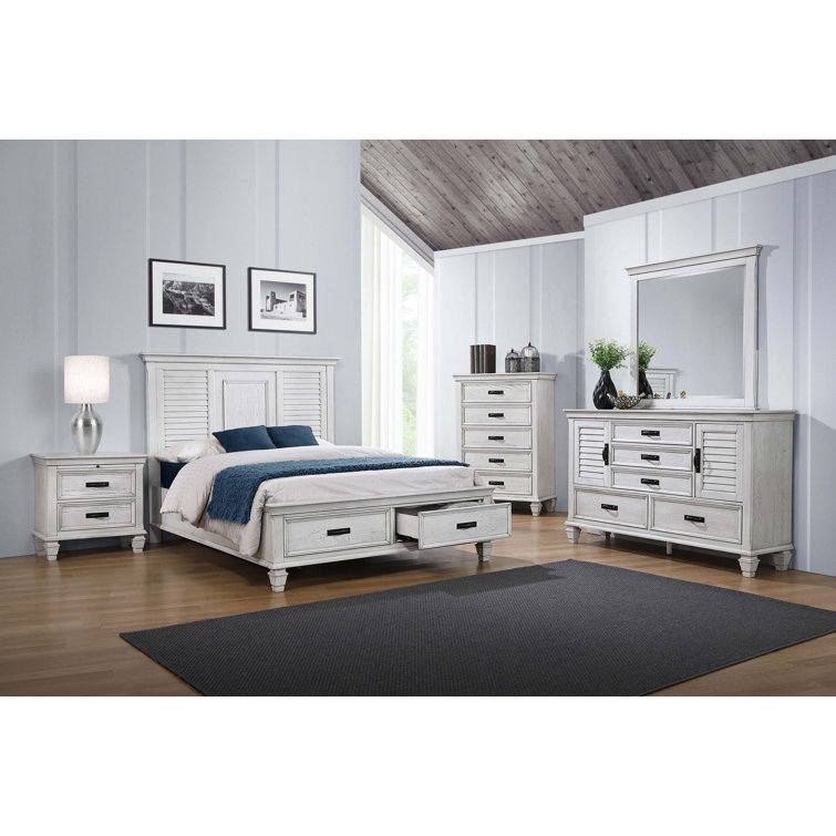 Contemporary White 2-Drawer Nightstand with Pull-Out Tray