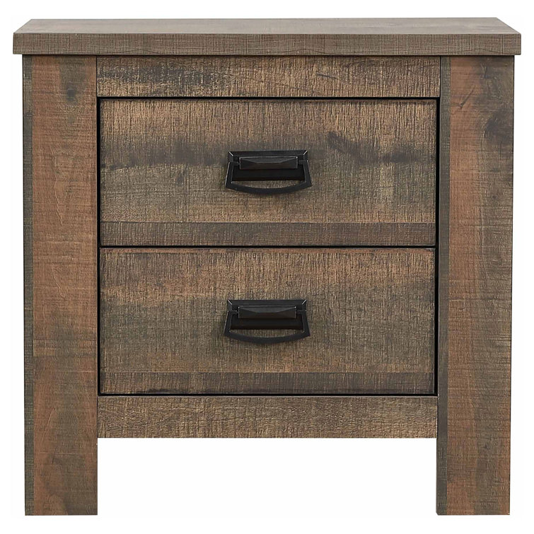 Frederick Weathered Oak Rustic 2-Drawer Nightstand