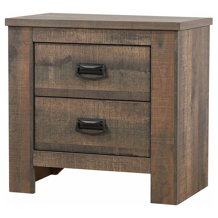 Frederick Weathered Oak Rustic 2-Drawer Nightstand