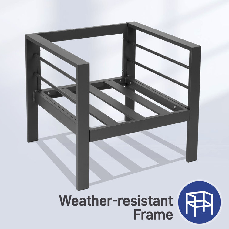 Dark Gray Aluminum 4-Person Outdoor Seating Group with Cushions