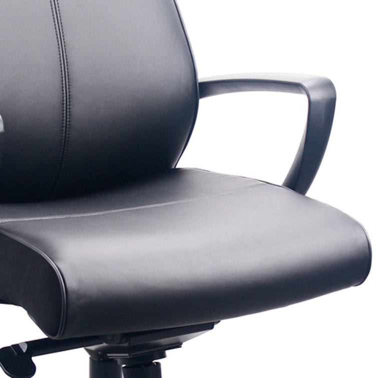Ergonomic 25.25'' Swivel Task Chair in Black Faux Leather