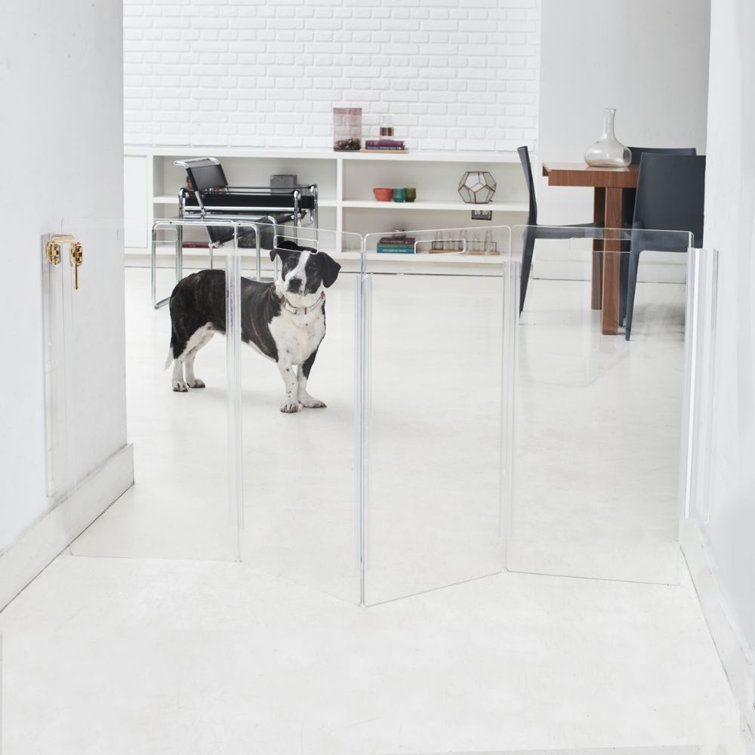 Clear Acrylic Zig Zag Wall Mounted Pet Gate with Metal Latch