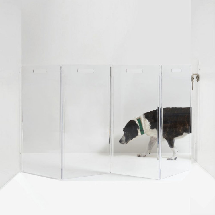 Clear Acrylic Zig Zag Wall Mounted Pet Gate with Metal Latch