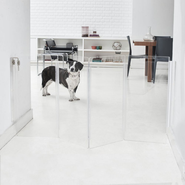 Clear Acrylic Zig Zag Wall Mounted Pet Gate with Metal Latch