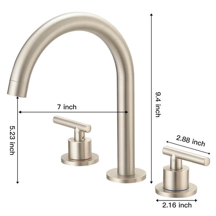 Brushed Nickel 8-Inch Widespread 2-Handle High-Arc Bathroom Faucet