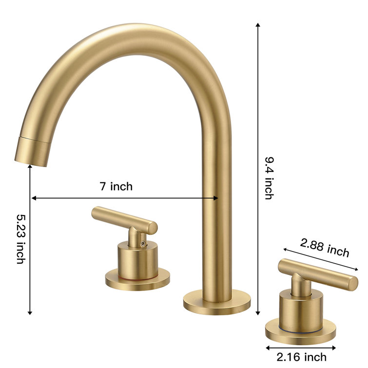 Brushed Gold 8 in. Widespread Double Handle High-Arc Bathroom Faucet
