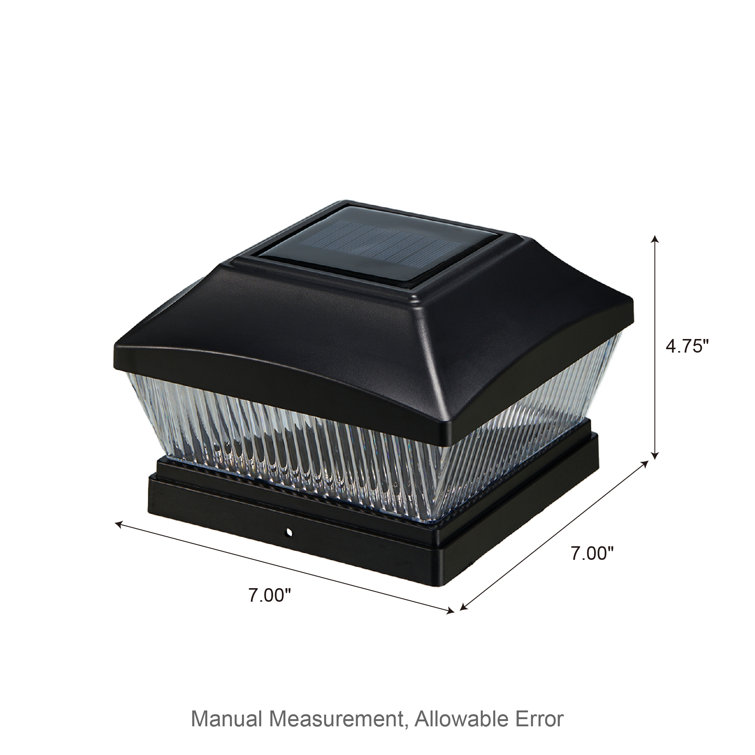 Black Solar Powered LED Fence Post Cap Lights Set of 4