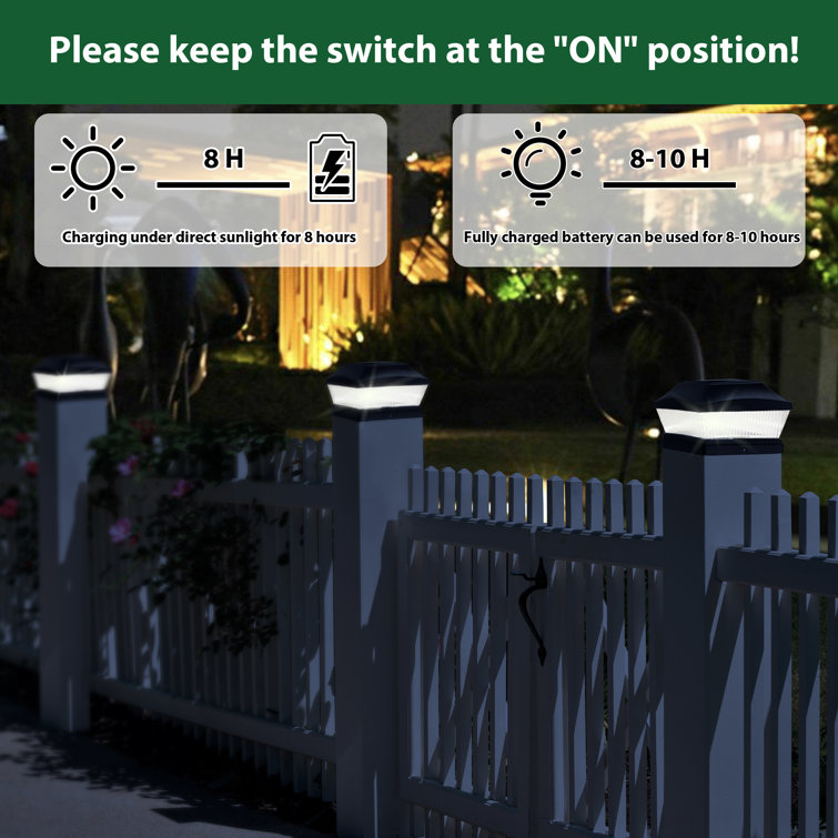 Black Solar Powered LED Fence Post Cap Lights Set of 4