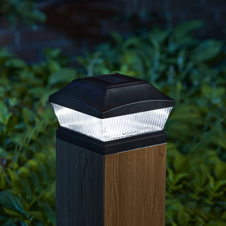 Black Solar Powered LED Fence Post Cap Lights Set of 4